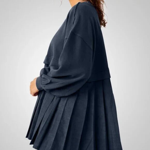 Muted Navy Blue Long Sleeve Sweatshirt Dress - Picture 2 of 5
